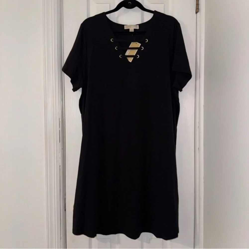 NWT, Michael Kors Women’s Dress, Short Sleeves, Size 2X, Black - Picture 1 of 5